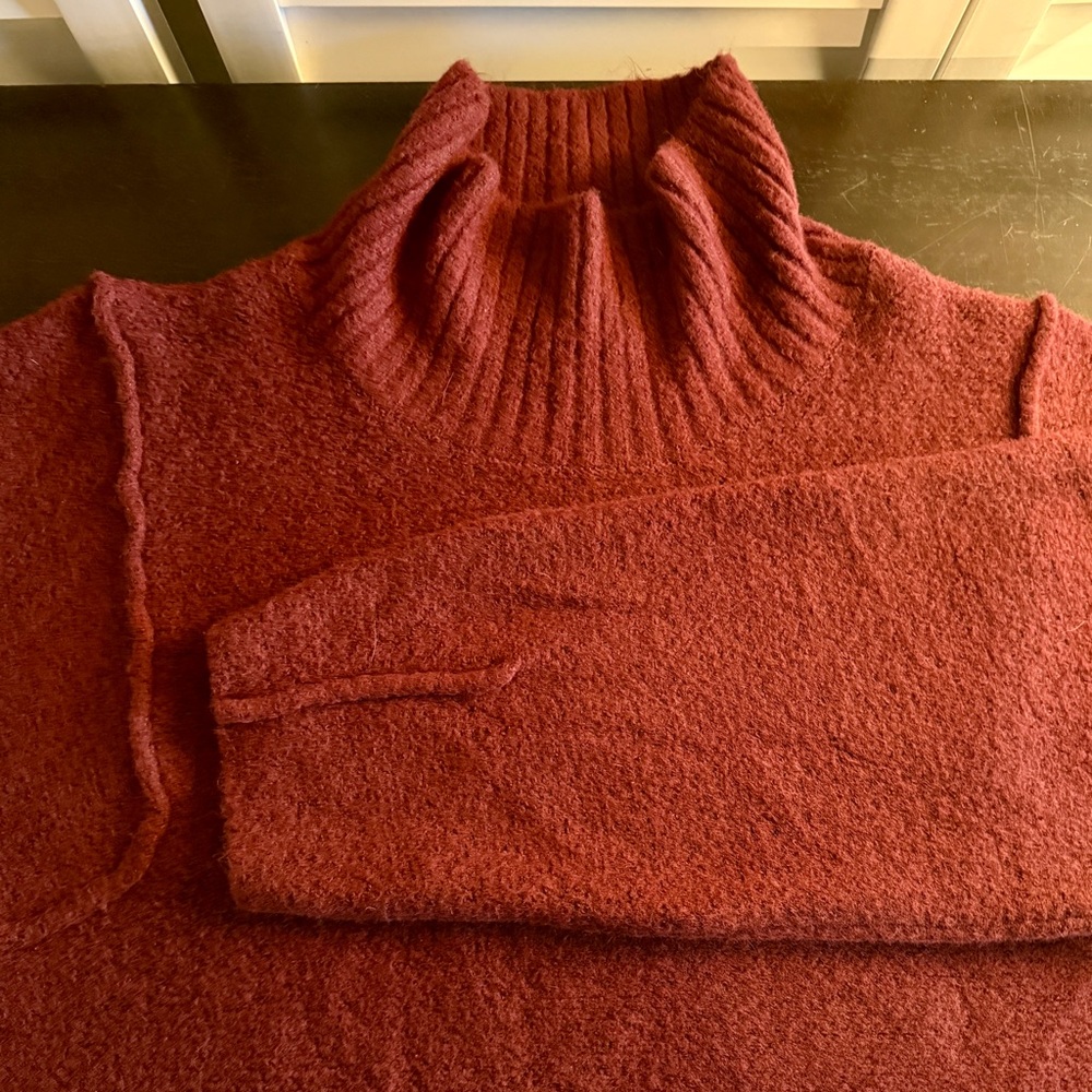 Soft and Cozy Burgundy Turtleneck Sweater